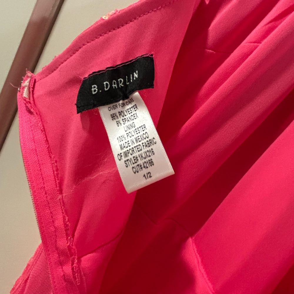 Vibrant Pink Halter prom Dress size 1/2 - Picture 4 of 6